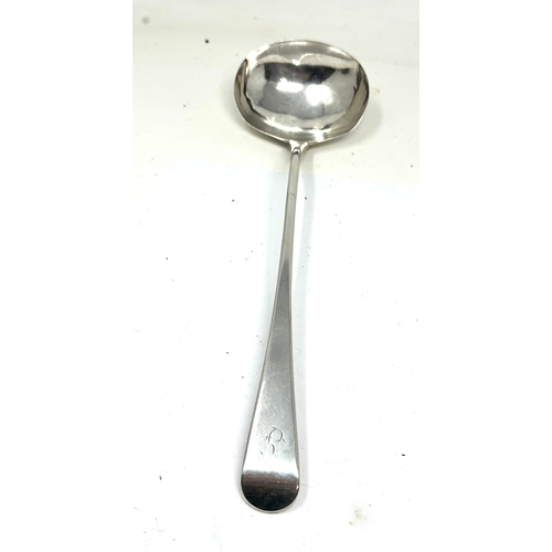 3 - Georgian silver soup ladle London silver hallmarks 1792 measures approx 33cm long weight 163g