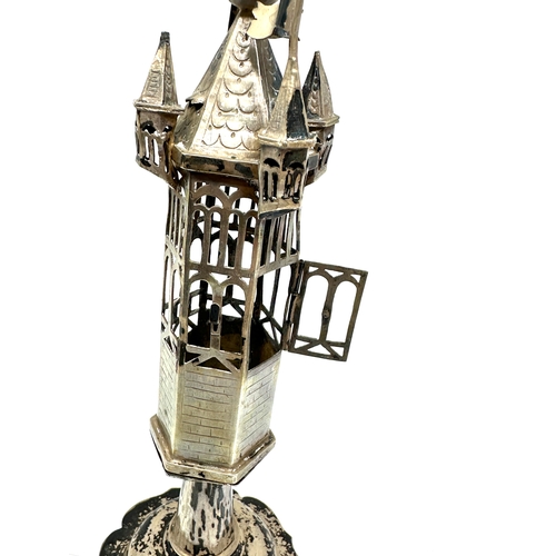 7 - Antique silver judaica spice tower measures approx height 25cm hallmarks to base weight 175g