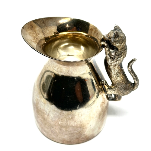 9 - Silver novelty “Cat Cream Jug” The Cat as the Handle. Made in London Date:1994 Maker: Peter Nicholas... 