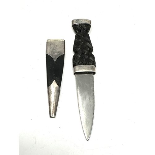 11 - Vintage Scottish Sterling Silver Mounted Sgian Dubh Dirk, Citrine Stone, Glasgow hallmarks measures ... 