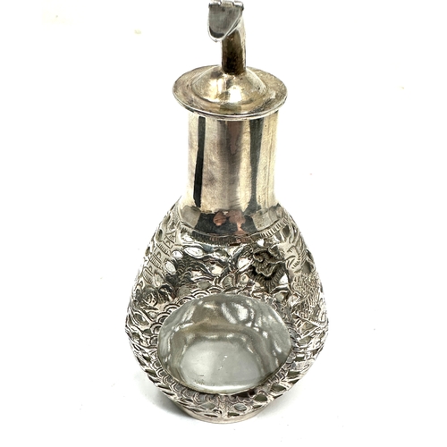 12 - Chinese Sterling silver vinegar / oil bottle measures approx height 11cm