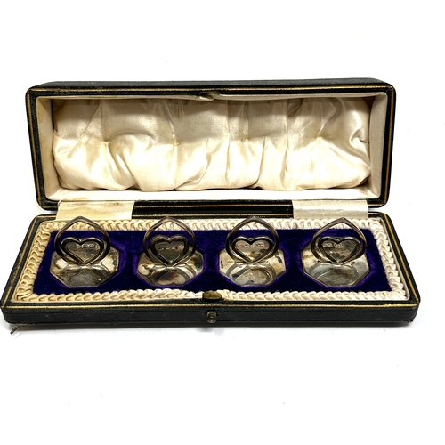 16 - Antique boxed set of 4 silver menu holders Sheffield silver hallmarks