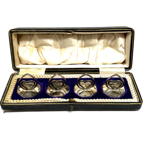 16 - Antique boxed set of 4 silver menu holders Sheffield silver hallmarks