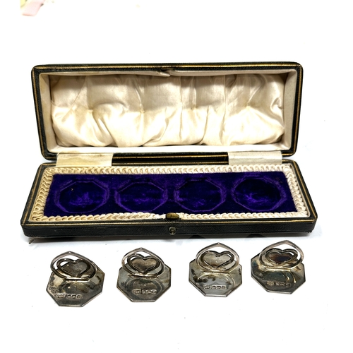 16 - Antique boxed set of 4 silver menu holders Sheffield silver hallmarks