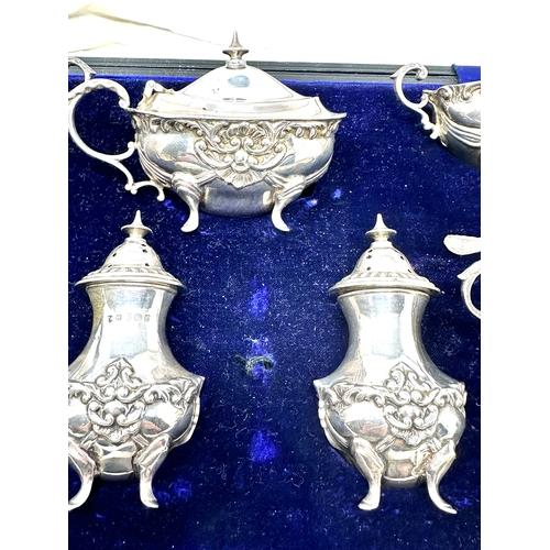 17 - Fine antique boxed silver 11 piece cruet set Birmingham silver hallmarks silver weight 400g