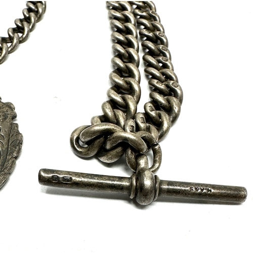 18 - Antique silver double albert watch chain & fob weight 42g