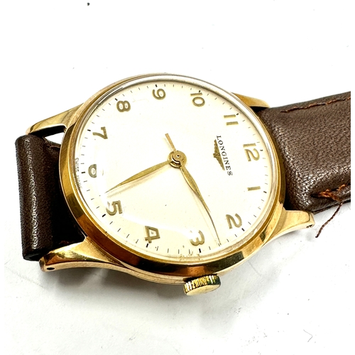 426 - Boxed gents 9ct gold Longines wrist watch case hallmarked for 1963 movement calibre 30ls movement nu... 