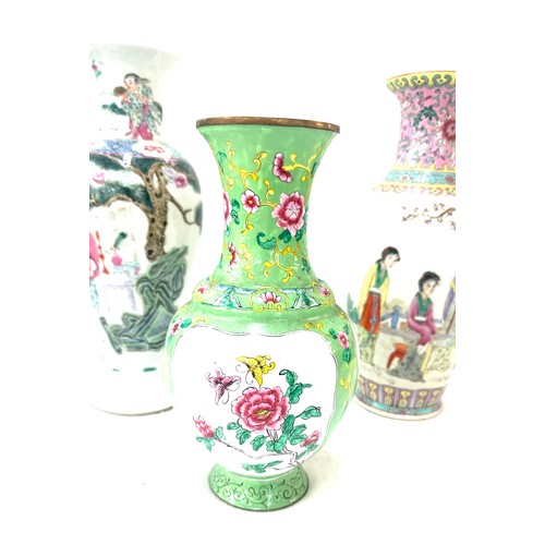 15 - Three oriental vases tallest measures approx 12 inches tall- AF