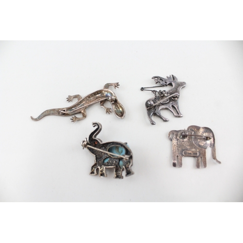 432 - Four silver animal themed brooches (33g)