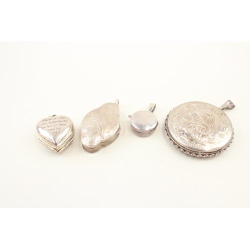 433 - A collection of silver lockets and a snuff box (45g)