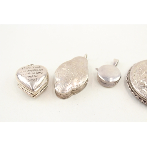 433 - A collection of silver lockets and a snuff box (45g)