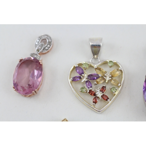 452 - A collection of silver stone set jewellery including ruby and amethyst (40g)