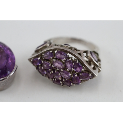 452 - A collection of silver stone set jewellery including ruby and amethyst (40g)