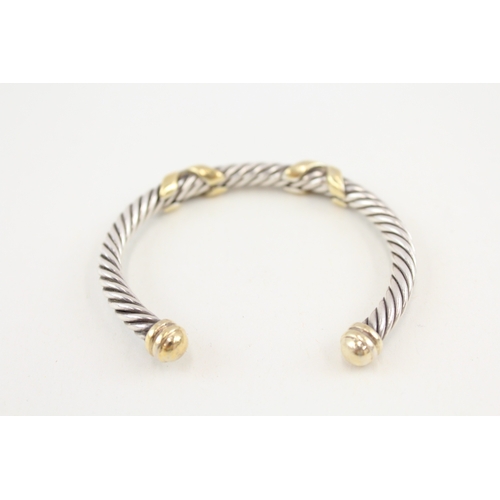 481 - A silver Links of London bangle with gold detailing (34g)