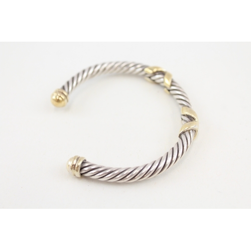 481 - A silver Links of London bangle with gold detailing (34g)