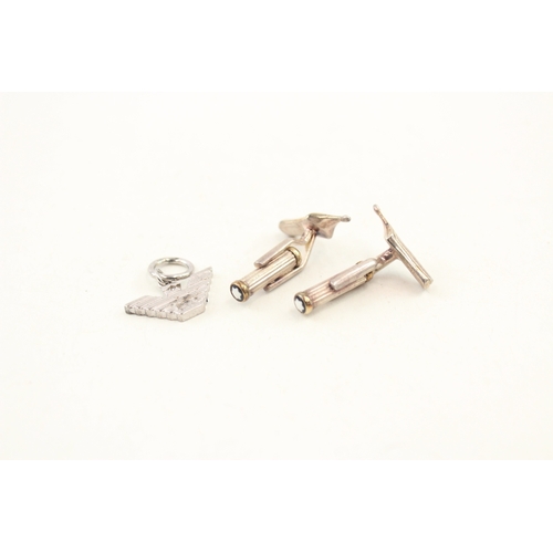 483 - A pair of silver cufflinks by Mont Blanc and an Armani pendant (10g)