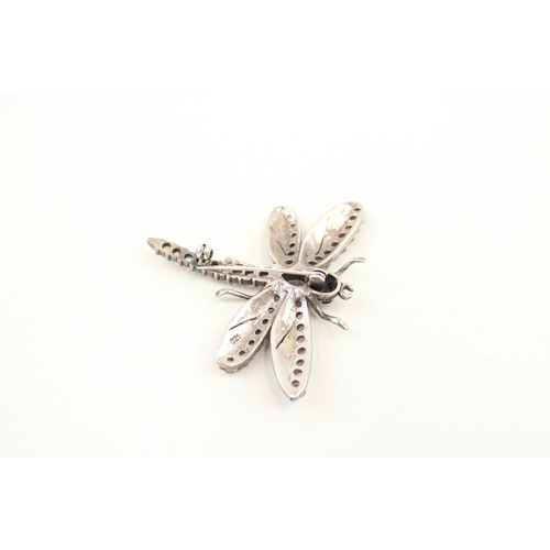 487 - Two silver dragonfly brooches, one featuring plique a jour enamel (31g)