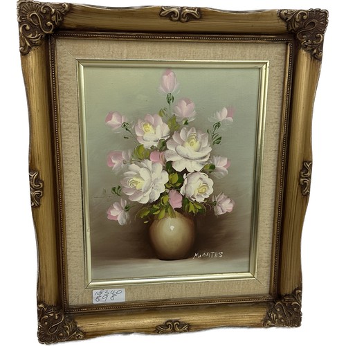 47 - Gilt framed signed painting depicting flowers measures approx 14.5 inches tall by 12 inches wide