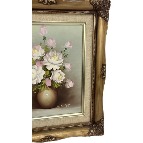 47 - Gilt framed signed painting depicting flowers measures approx 14.5 inches tall by 12 inches wide