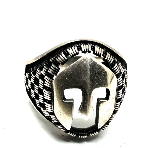 390 - Warrior Helmet Silver Men Ring weight 9g