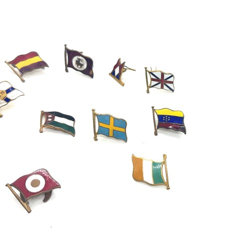 570 - 10 different vintage enamelled shipping line lapel badge flags