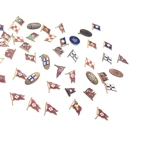 568 - Aprox. 50 vintage enamelled shipping line flags.  Could be mounted on cufflinks