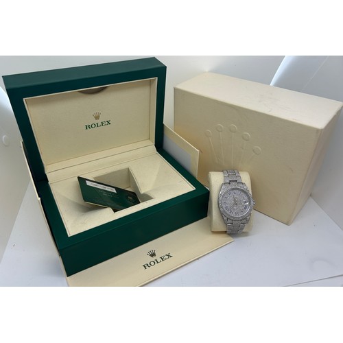 448 - Mens boxed Rolex 41mm Datejust diamond encrusted model, 126300 working working complete with box, pa... 