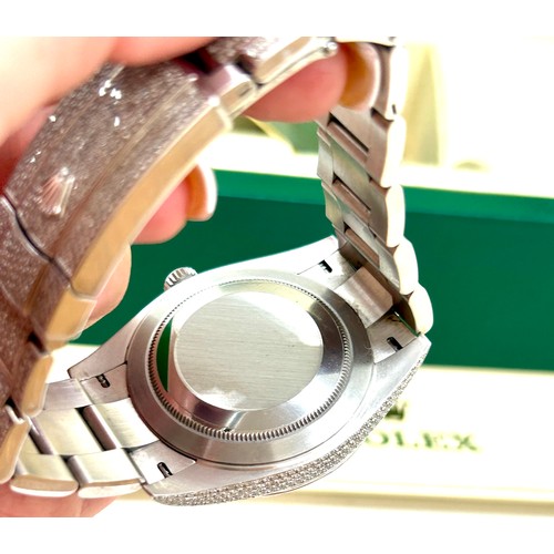 448 - Mens boxed Rolex 41mm Datejust diamond encrusted model, 126300 working working complete with box, pa... 