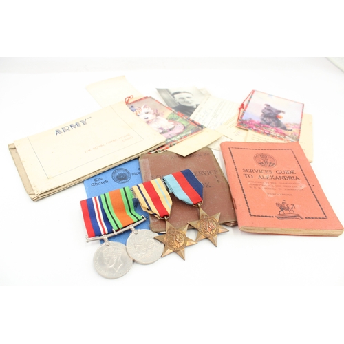 127 - WW2 Mounted Africa Star Medal Group & Original Paperwork Sgt Wallace RAOC REME