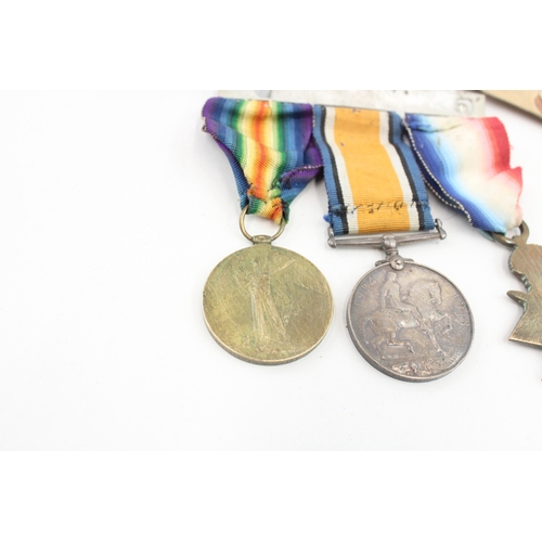 138 - Mounted WW1 1914-15 Star Trio Medals 66468 Pte A. J. Buckley RAMC & Service Book