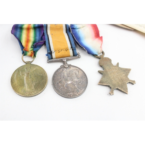 138 - Mounted WW1 1914-15 Star Trio Medals 66468 Pte A. J. Buckley RAMC & Service Book