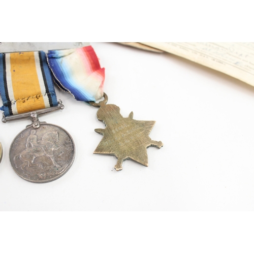 138 - Mounted WW1 1914-15 Star Trio Medals 66468 Pte A. J. Buckley RAMC & Service Book