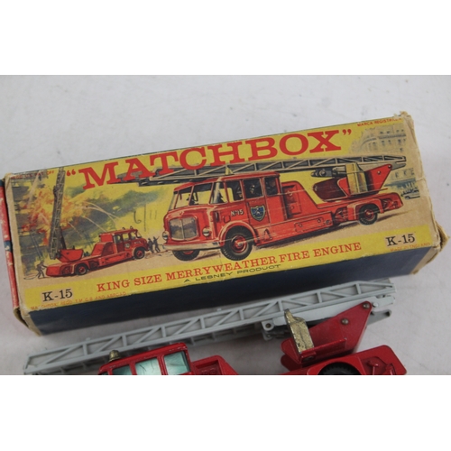 106 - Matchbox King Size Merryweather Fire Engine K 15 K15 Diecast Model Lesney