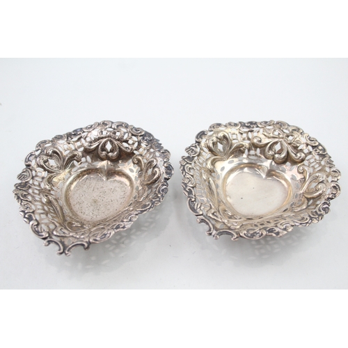 27 - 2 x .925 sterling antique heart pin dishes