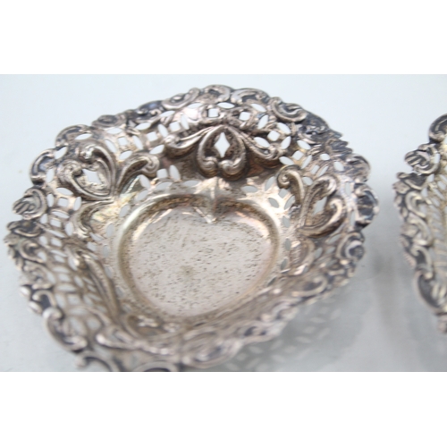 27 - 2 x .925 sterling antique heart pin dishes