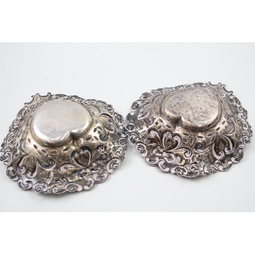 27 - 2 x .925 sterling antique heart pin dishes