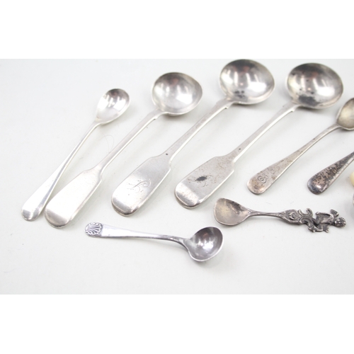 28 - 12 x .925 sterling silver condiment spoons inc victorian etc