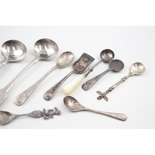 28 - 12 x .925 sterling silver condiment spoons inc victorian etc