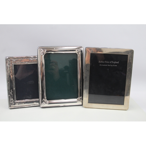 31 - 3 x .925 sterling photograph frames