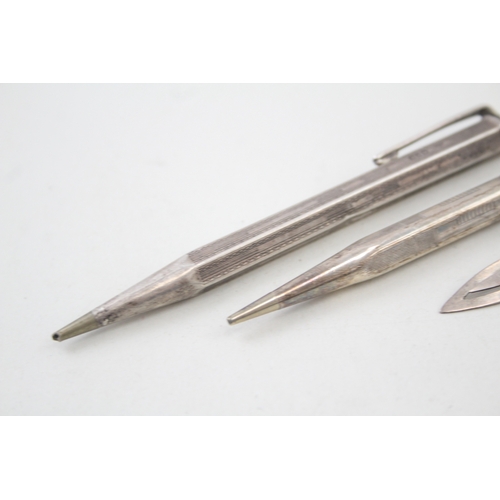 38 - 4 x .925 sterling silver pencils & bookmarks