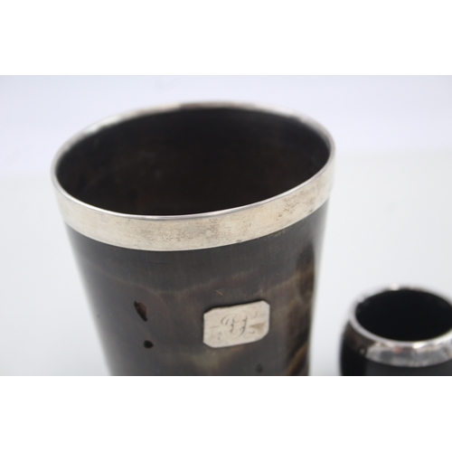 39 - 2 x .925 sterling topped cup & pot inc bone, ebony etc