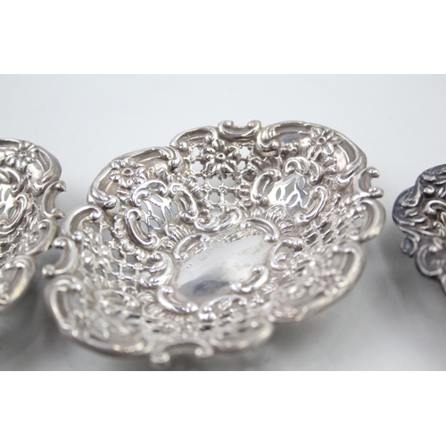 52 - 3 x .925 sterling trinket / pin dishes