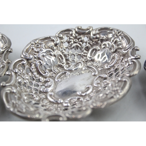 52 - 3 x .925 sterling trinket / pin dishes