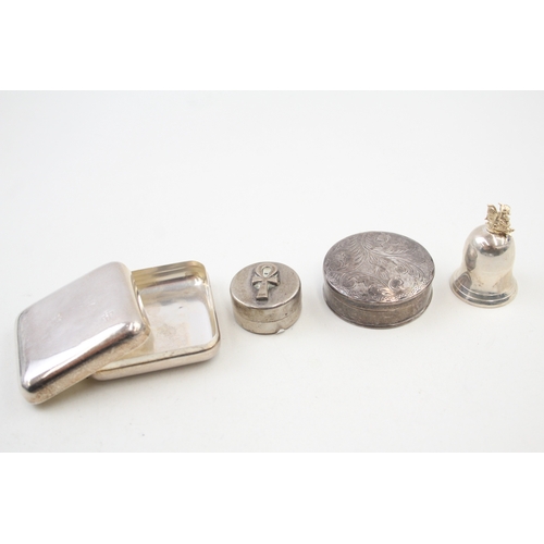 55 - 4 x .800 & .925 sterling silver pill / trinket boxes