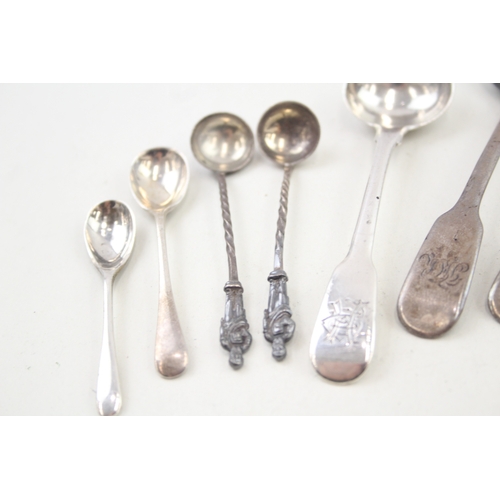 61 - 14 x .925 sterling silver condiment spoons inc georgian etc