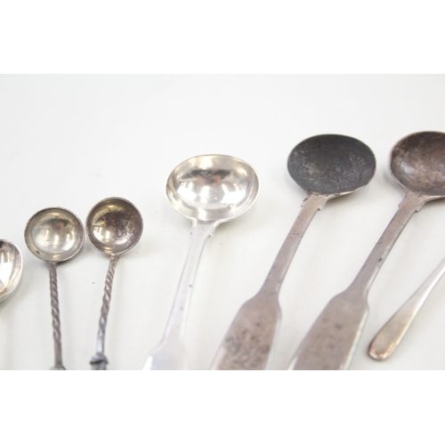 61 - 14 x .925 sterling silver condiment spoons inc georgian etc