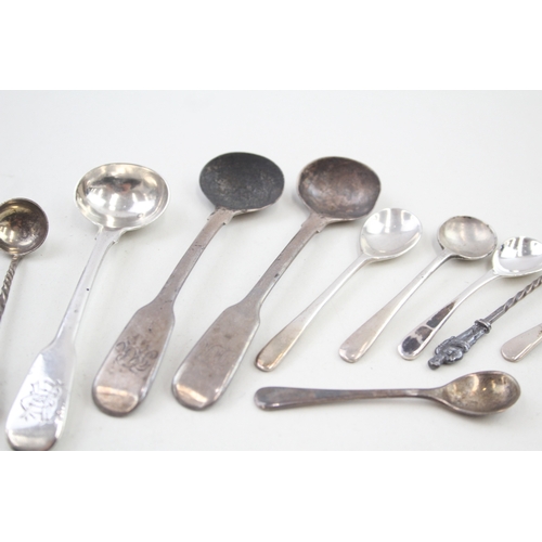 61 - 14 x .925 sterling silver condiment spoons inc georgian etc