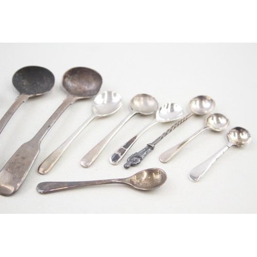 61 - 14 x .925 sterling silver condiment spoons inc georgian etc