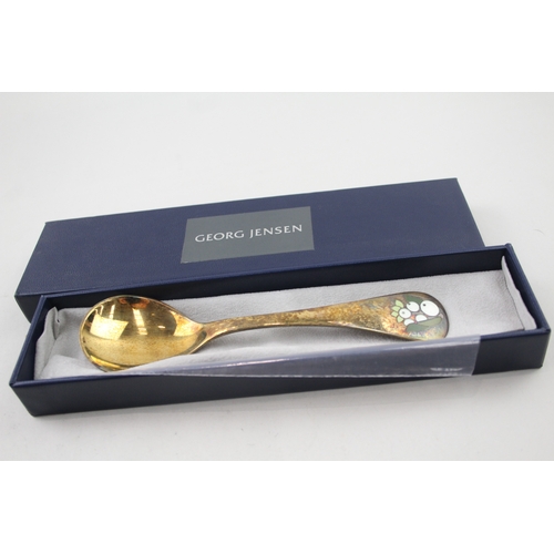 63 - GEORG JENSEN Stamped .925 Sterling Silver Gilt Commemorative Spoon Boxed