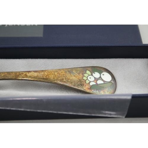 63 - GEORG JENSEN Stamped .925 Sterling Silver Gilt Commemorative Spoon Boxed